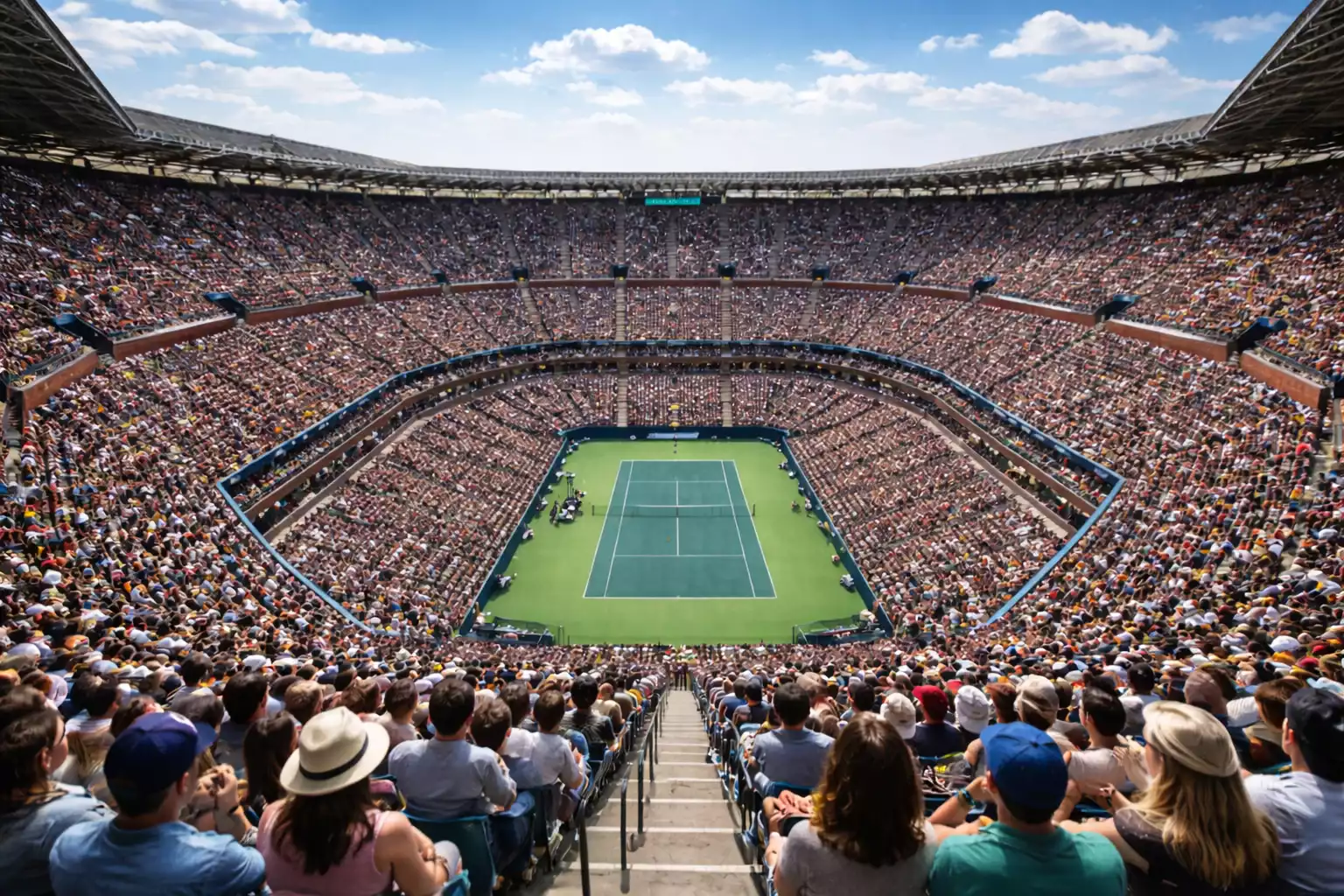 Überfülltes Tennisstadion bei einem Grand Slam Turnier