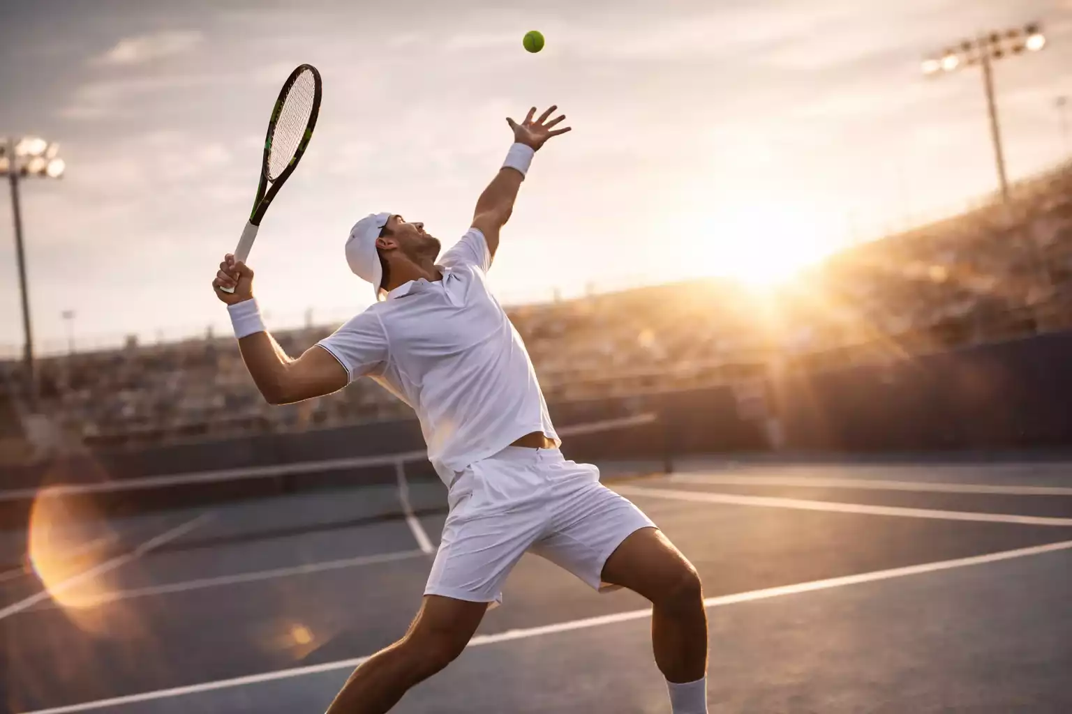 Tennisspieler auf dem Platz während eines professionellen Matches